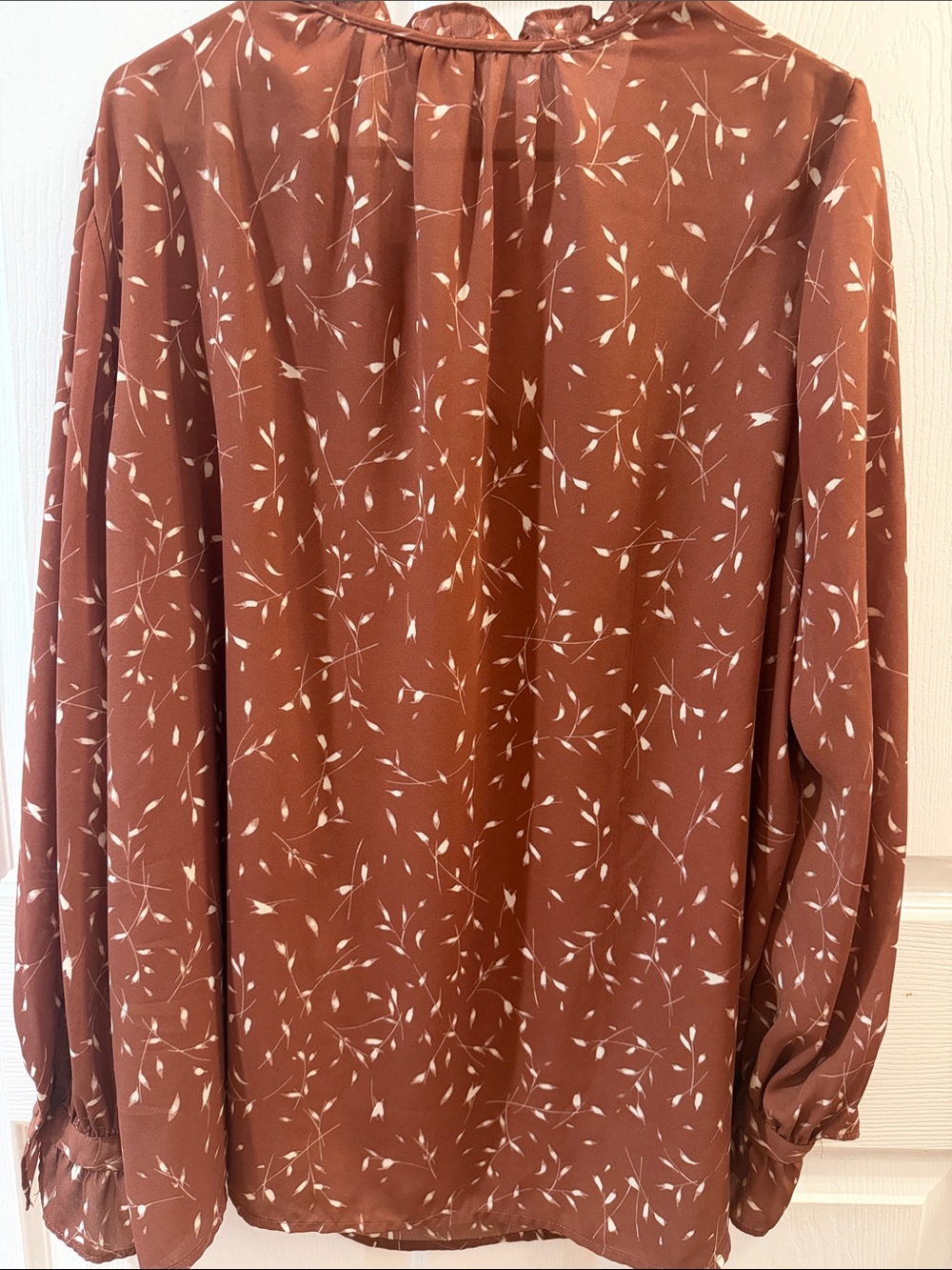 Ava & Viv Rust Botanical Ruffle-Neck Blouse Size 2X - Picture 6 of 9